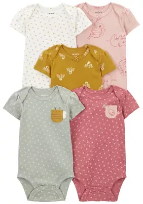 Baby Girls 5-Pack of Bodysuits