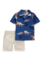 Baby Boys Short Sleeve Dino Polo Shirt and Shorts Set