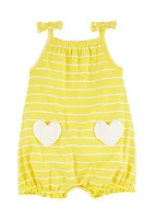 Baby Girls Sleeveless Stripe Heart Romper