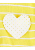 Baby Girls Sleeveless Stripe Heart Romper