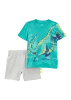 Baby Boys Short Sleeve Dino Graphic T-Shirt and Shorts Set