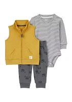 Baby Boys 3 Piece Vest and Bodysuit Set