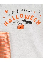 Baby Girls Halloween Graphic Bodysuit and Striped Leggings Set