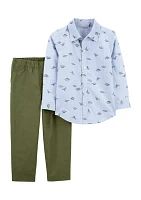 Baby Boys Dinosaur Printed Shirt and Pants Set