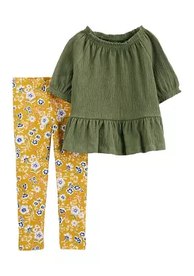 Baby Girls Peplum Top and Floral Printed Leggings