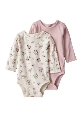 Baby Girls Printed Bodysuits - 2 Pack