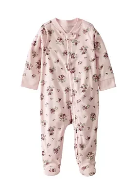 Baby Girls Floral Printed Footie Pajamas