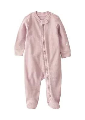 Baby Girls Waffle Knit Footie Pajamas