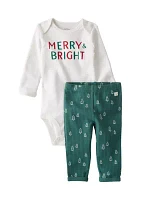 Baby Boys Holiday Graphic Bodysuit and Pants Set