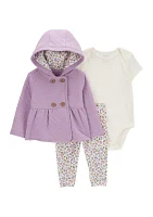 Baby Girls Quilted Jacket and Printed Leggings Set