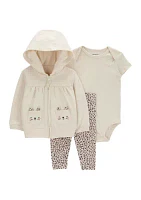 Baby Girls Hooded Jacket and Bodysuit Set