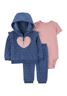 Baby Girls 3 Piece Printed Jacket Set