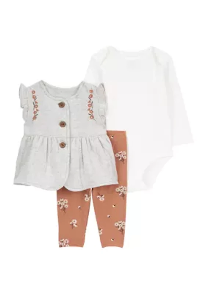 Baby Girls 3 Piece Vest Set