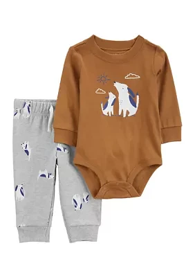 Baby Boys Graphic Bodysuit and Printed Pants Set