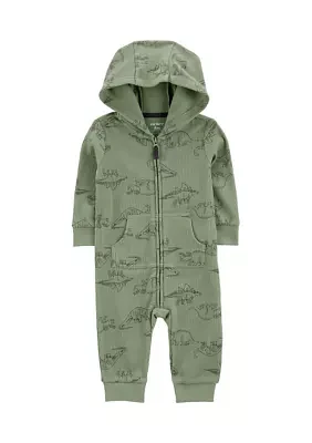 Baby Boys Printed Hooded Jumpsuit