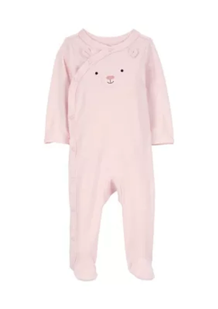 Baby Girls Interlock Snap Footie Pajamas