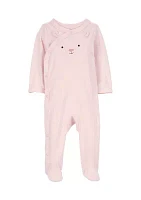 Baby Girls Interlock Snap Footie Pajamas