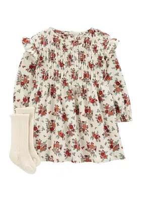 Baby Girls Floral Printed Dress Set