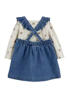 Baby Girls Denim Jumper Dress Set