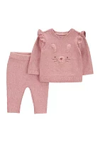 Baby Girls Appliqué Sweater and Pants Set