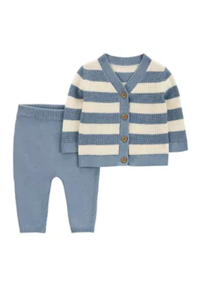 Baby Boys Striped Cardigan and Pants Set