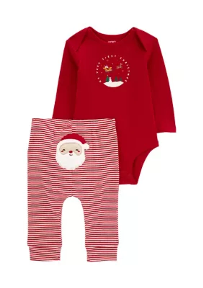 Baby Girls First Christmas Bodysuit Set