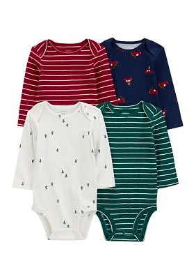 Baby Boys Printed Bodysuits - 4 Pack