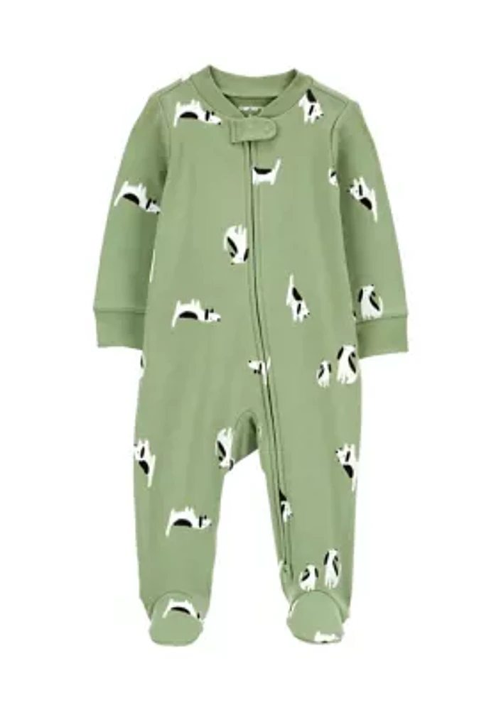 Baby Boys Interlock Snap Zip Printed Footie Pajamas