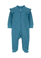 Baby Girls Interlock Snap Zip Printed Footie Pajamas