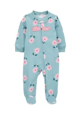 Baby Girls Microfleece Printed Footie Pajamas