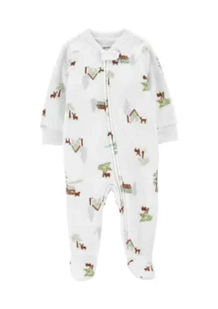 Baby Boys Microfleece Printed Footie Pajamas