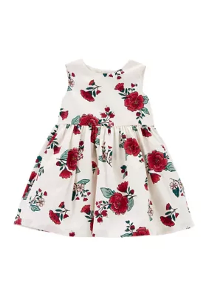 Baby Girls Printed Dress with Diaper Cover