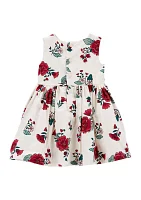 Baby Girls Printed Dress with Diaper Cover