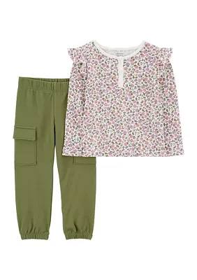 Baby Girls Floral Printed Top and Cargo Pants Set