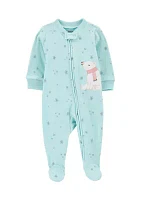 Baby Girls Microfleece Printed Footie Pajamas