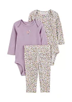 Baby Girls 3 Piece Bodysuit Set