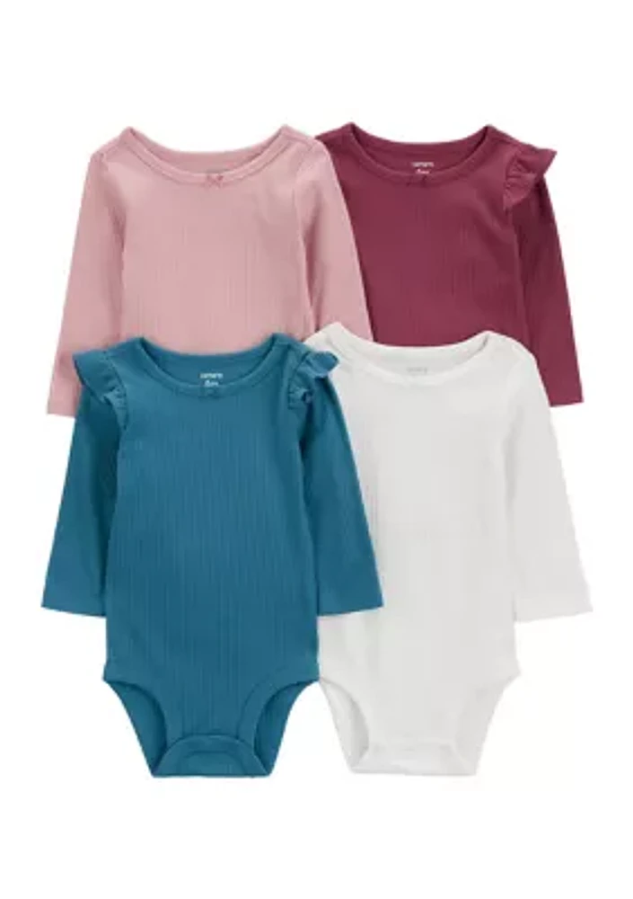 Baby Girls Bodysuits - 4 Pack