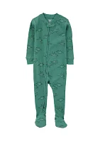 Toddler Boys Dinosaur Printed Thermal Footie Pajamas