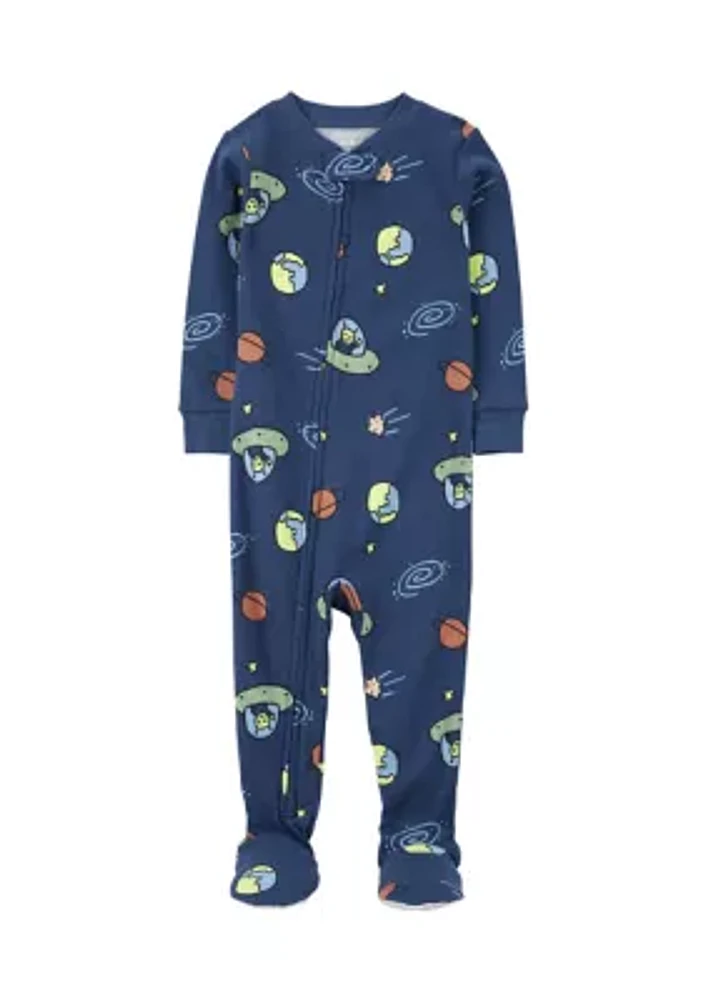 Baby Boys Space Printed Footie Pajamas