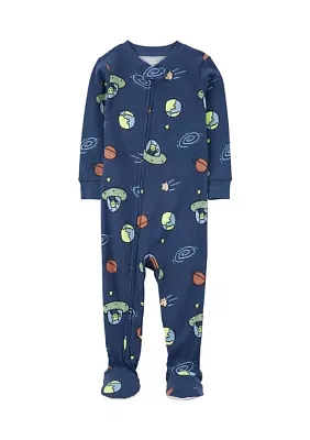 Baby Boys Space Printed Footie Pajamas