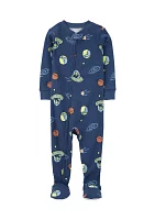 Baby Boys Space Printed Footie Pajamas