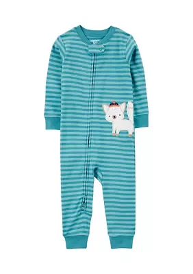 Baby Boys Striped Cotton Footie Pajamas