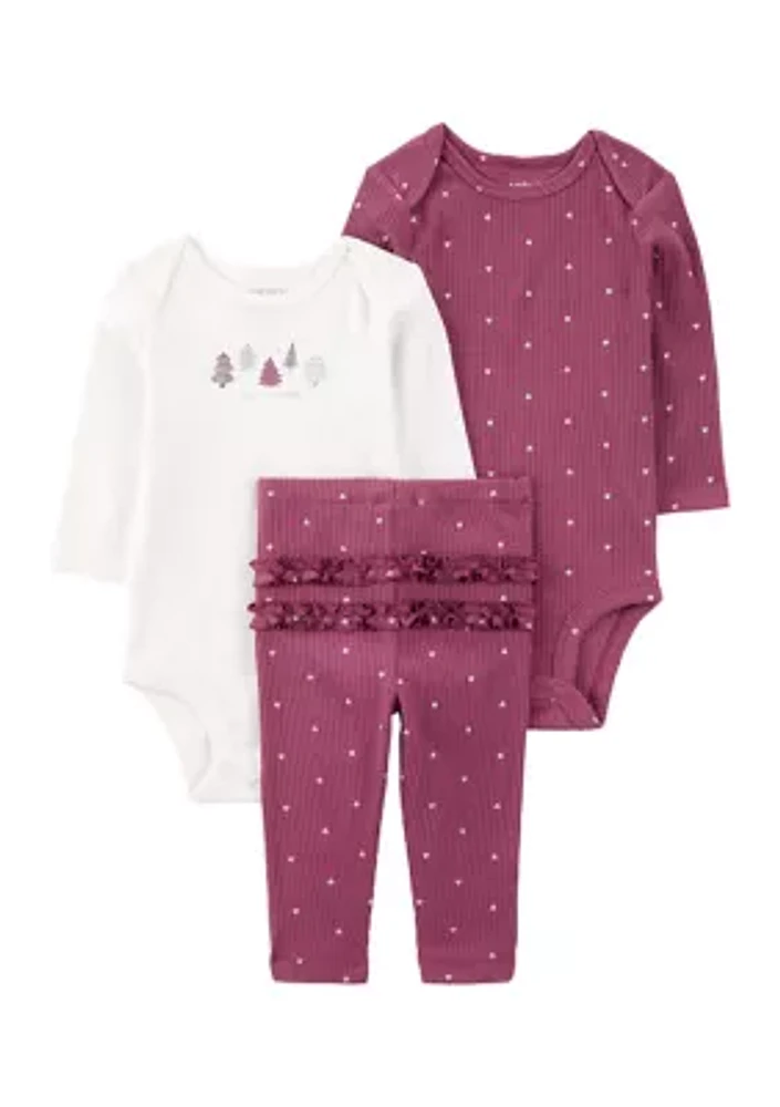 Baby Girls 3 Piece Bodysuit Set