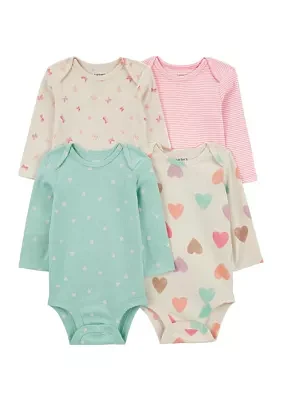 Baby Girls Bodysuits - 4 Pack