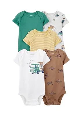 Baby Boys Printed Bodysuits - 5 Pack