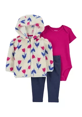 Baby Girls 3 Piece Jacket and Bodysuit Set