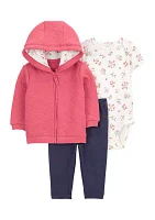 Baby Girls 3 Piece Quilted Jacket Set