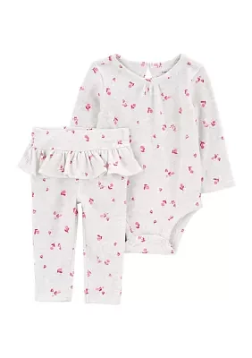 Baby Girls Valentine's Printed Bodysuit and Tutu Leggings Set