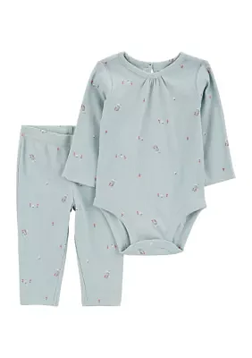 Baby Girls Prionted Bodysuit and Pants Set