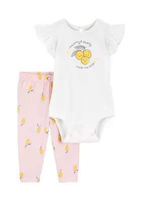 Baby Girls Graphic Bodysuit and Pants Set